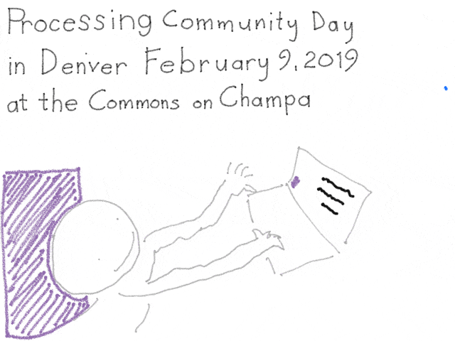 Processing Community Day Denver web banner animation by Rafael Fajardo.